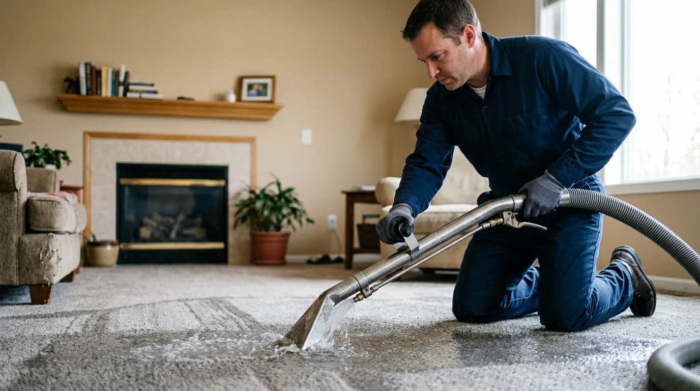 Water damage restoration technician working near Edna, TX